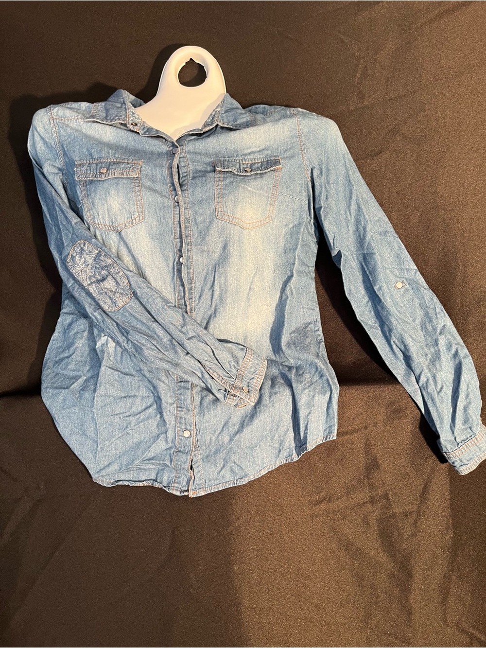 Ci Sono Light Wash Denim Button-Down Shirt